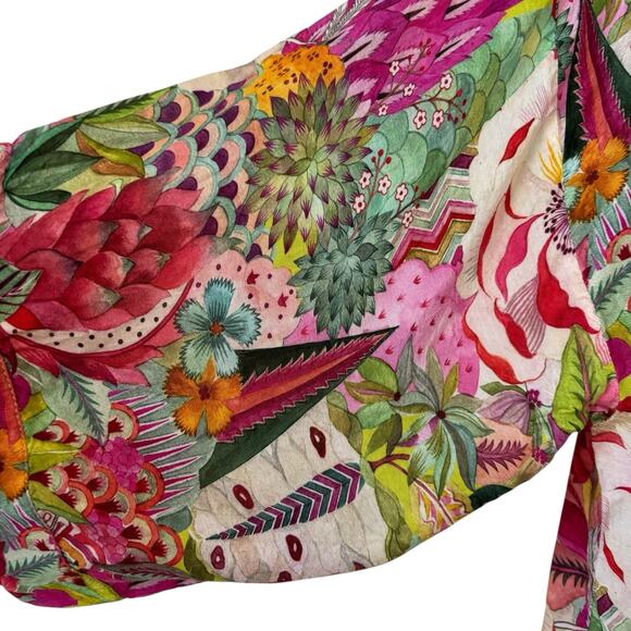 Winton and Waits Short Floral Kimono Top One Size Succulent Plant Colorful Boho - Picture 4 of 14